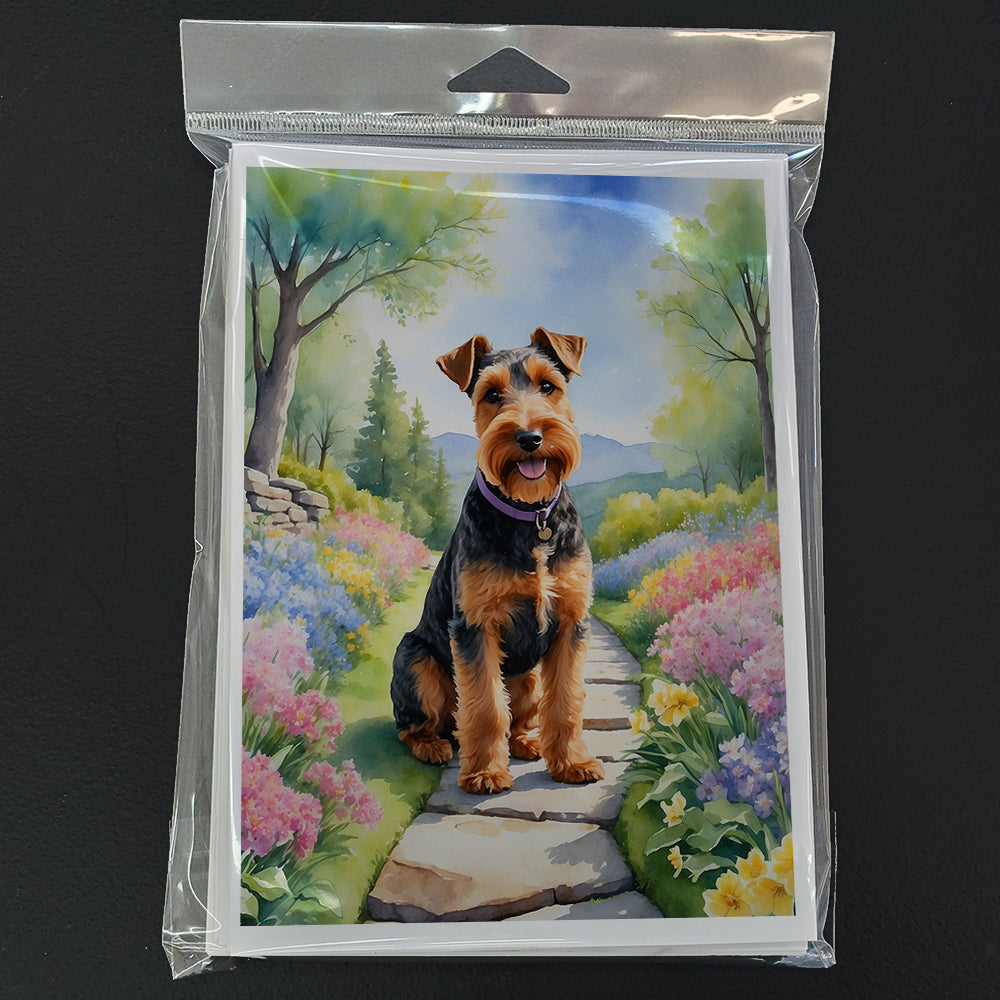 Welsh Terrier Spring Path Greeting Cards Pack of 8