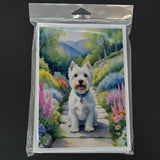 Westie Spring Path Greeting Cards Pack of 8