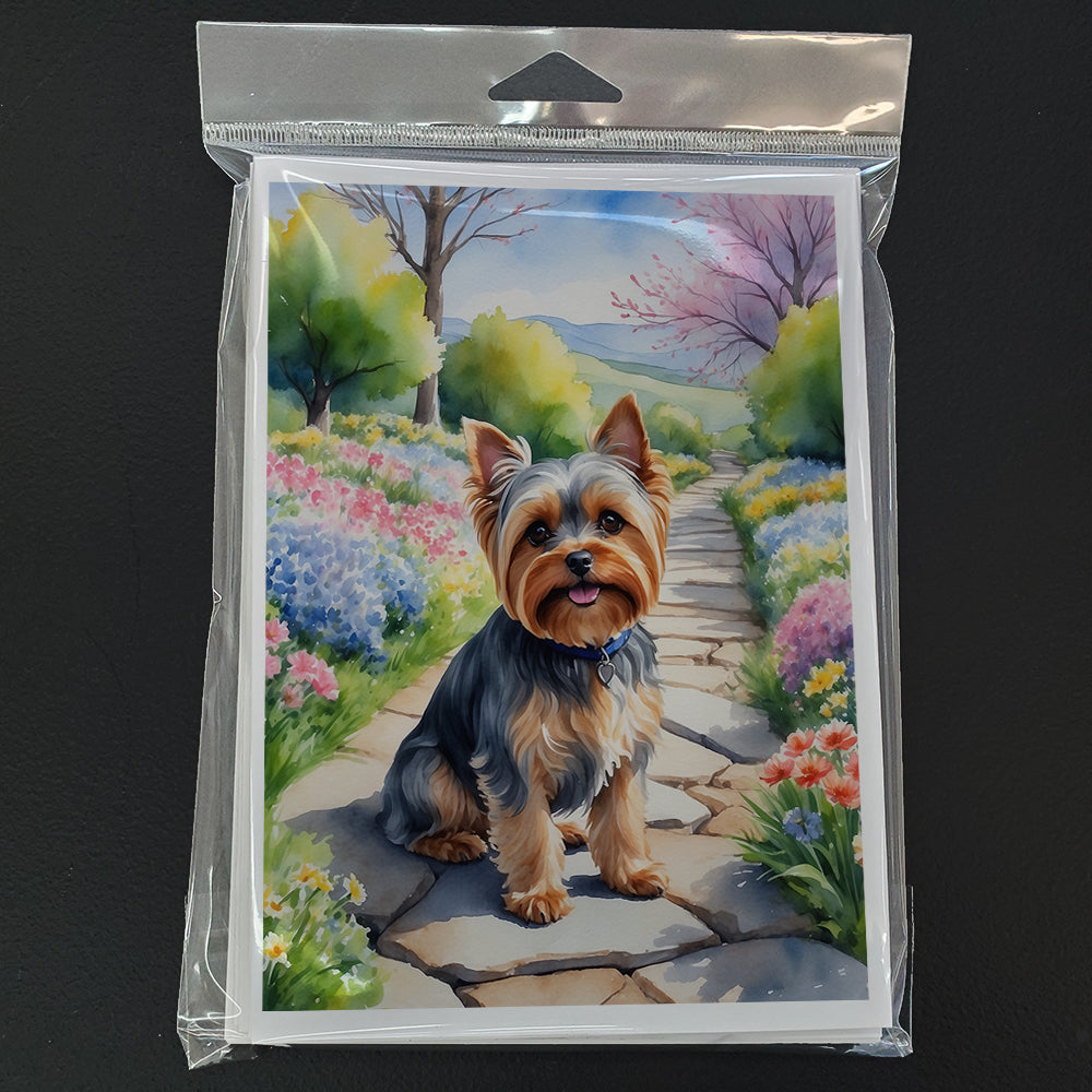 Yorkshire Terrier Spring Path Greeting Cards Pack of 8