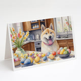 Decorating Easter Akita Greeting Cards Pack of 8