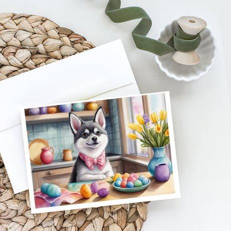 Decorating Easter Alaskan Klee Kai Greeting Cards Pack of 8