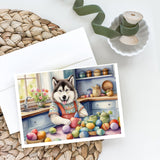 Decorating Easter Alaskan Malamute Greeting Cards Pack of 8