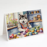 Decorating Easter Alaskan Malamute Greeting Cards Pack of 8