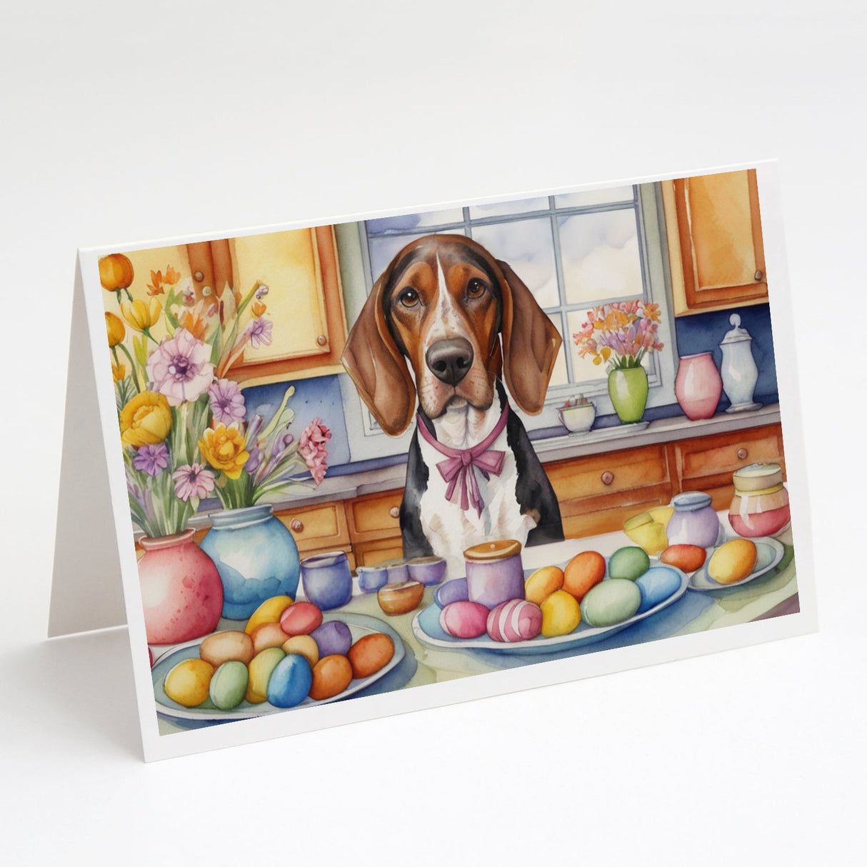 Decorating Easter American English Coonhound Greeting Cards Pack of 8