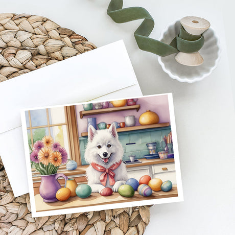 Decorating Easter American Eskimo Greeting Cards Pack of 8