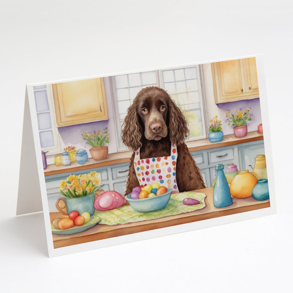 Decorating Easter American Water Spaniel Greeting Cards Pack of 8