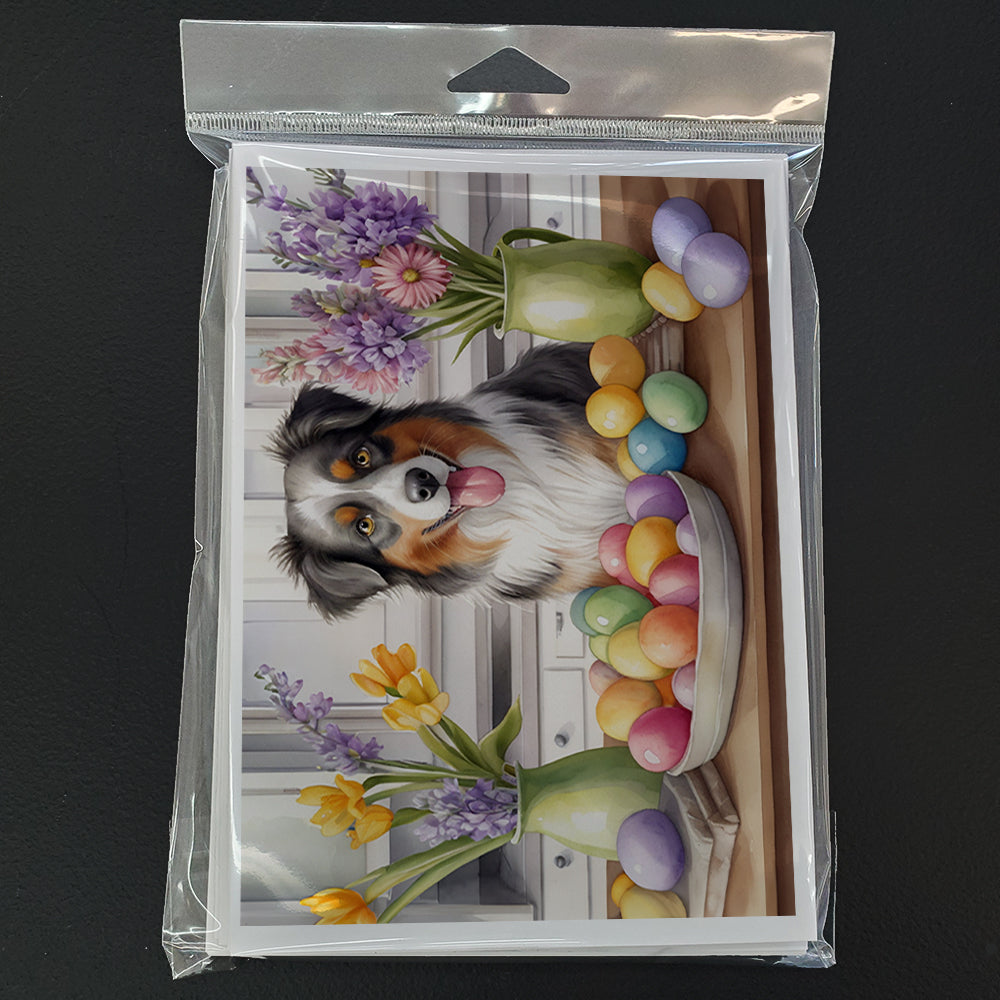 Decorating Easter Australian Shepherd Greeting Cards Pack of 8