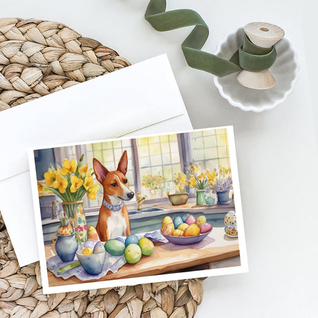 Decorating Easter Basenji Greeting Cards Pack of 8