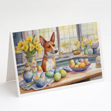 Decorating Easter Basenji Greeting Cards Pack of 8