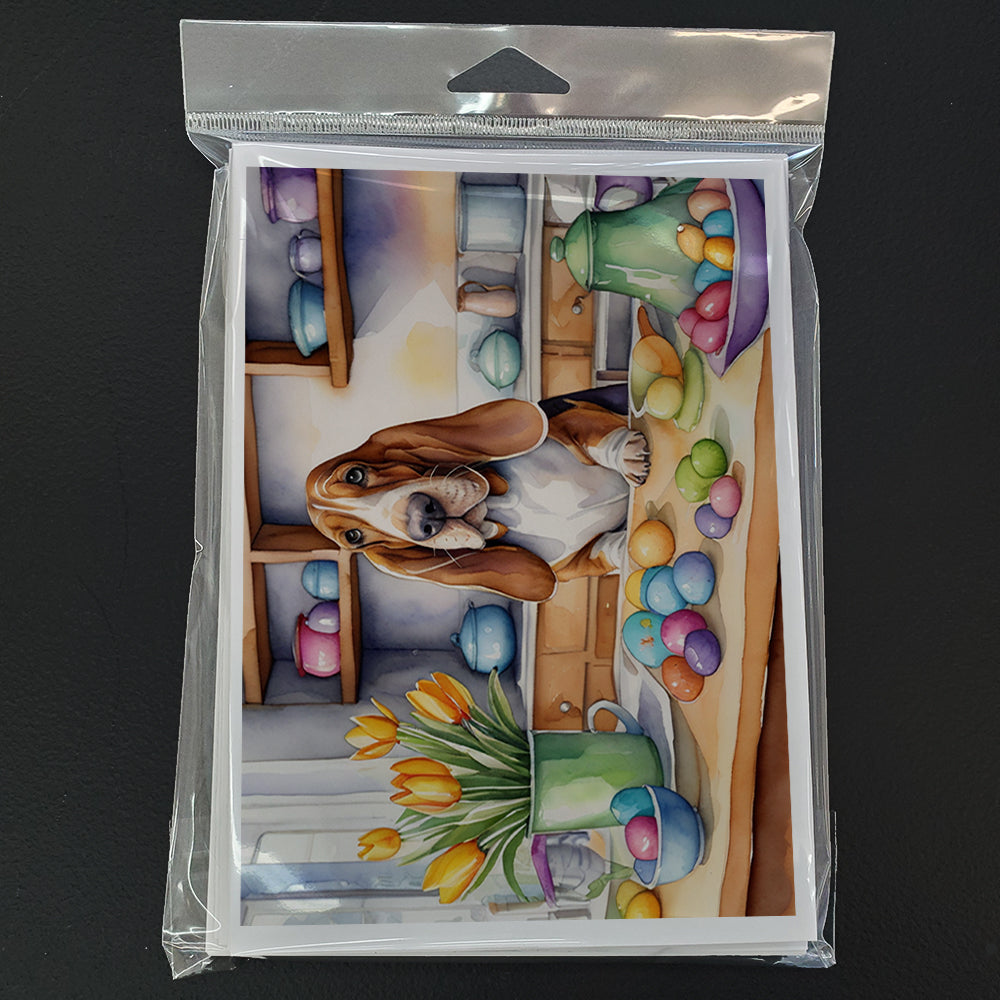 Decorating Easter Basset Hound Greeting Cards Pack of 8