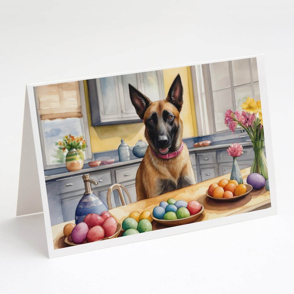 Decorating Easter Belgian Malinois Greeting Cards Pack of 8