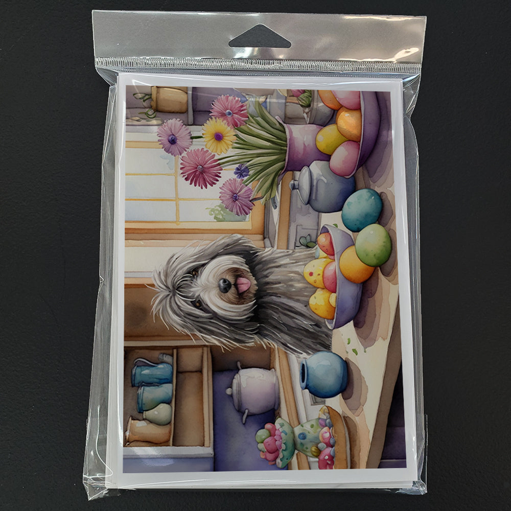 Decorating Easter Bergamasco Sheepdog Greeting Cards Pack of 8