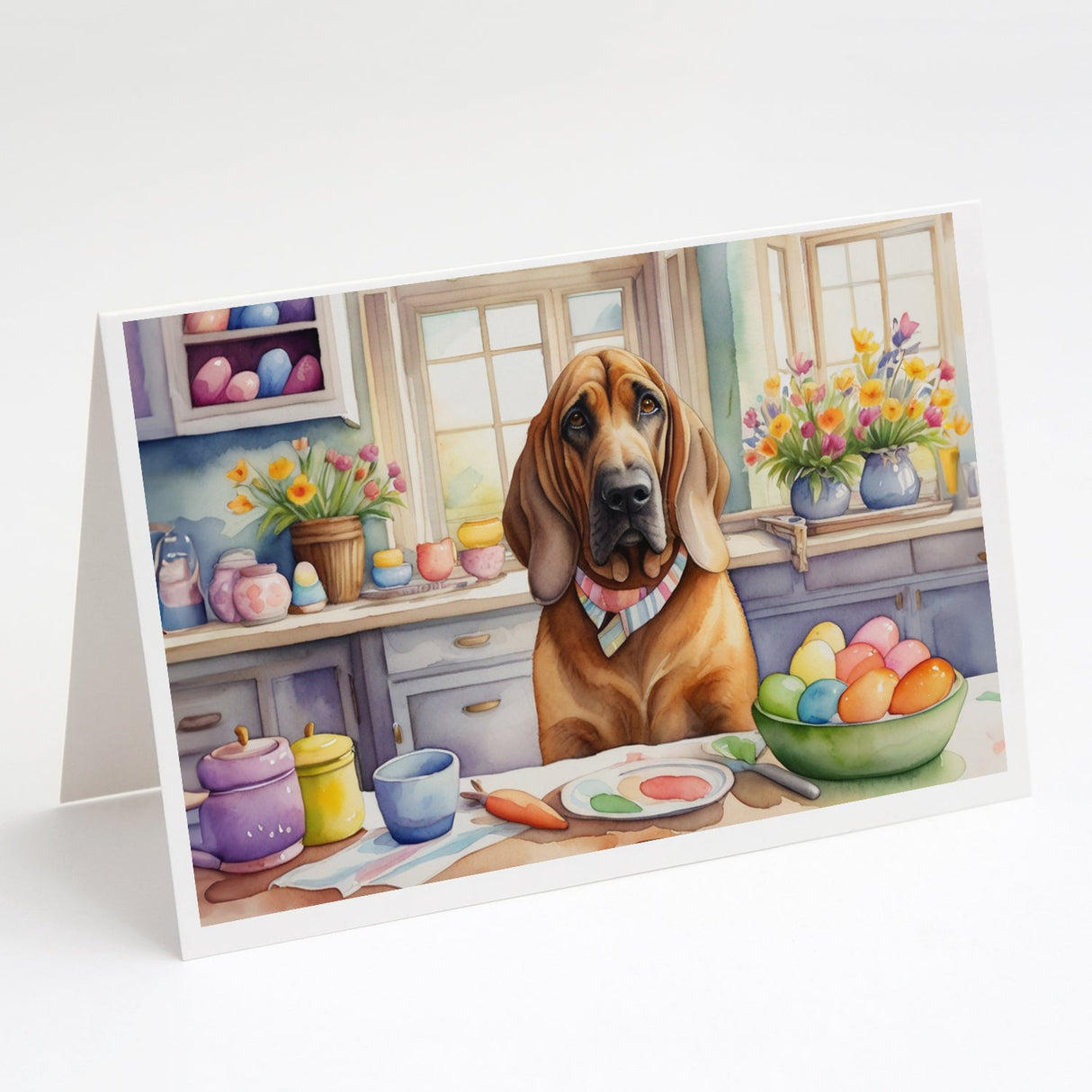 Decorating Easter Bloodhound Greeting Cards Pack of 8