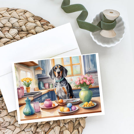 Decorating Easter Bluetick Coonhound Greeting Cards Pack of 8