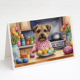 Decorating Easter Border Terrier Greeting Cards Pack of 8