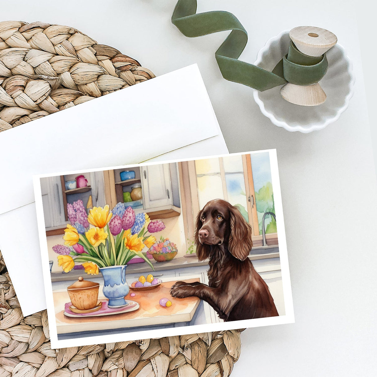 Decorating Easter Boykin Spaniel Greeting Cards Pack of 8