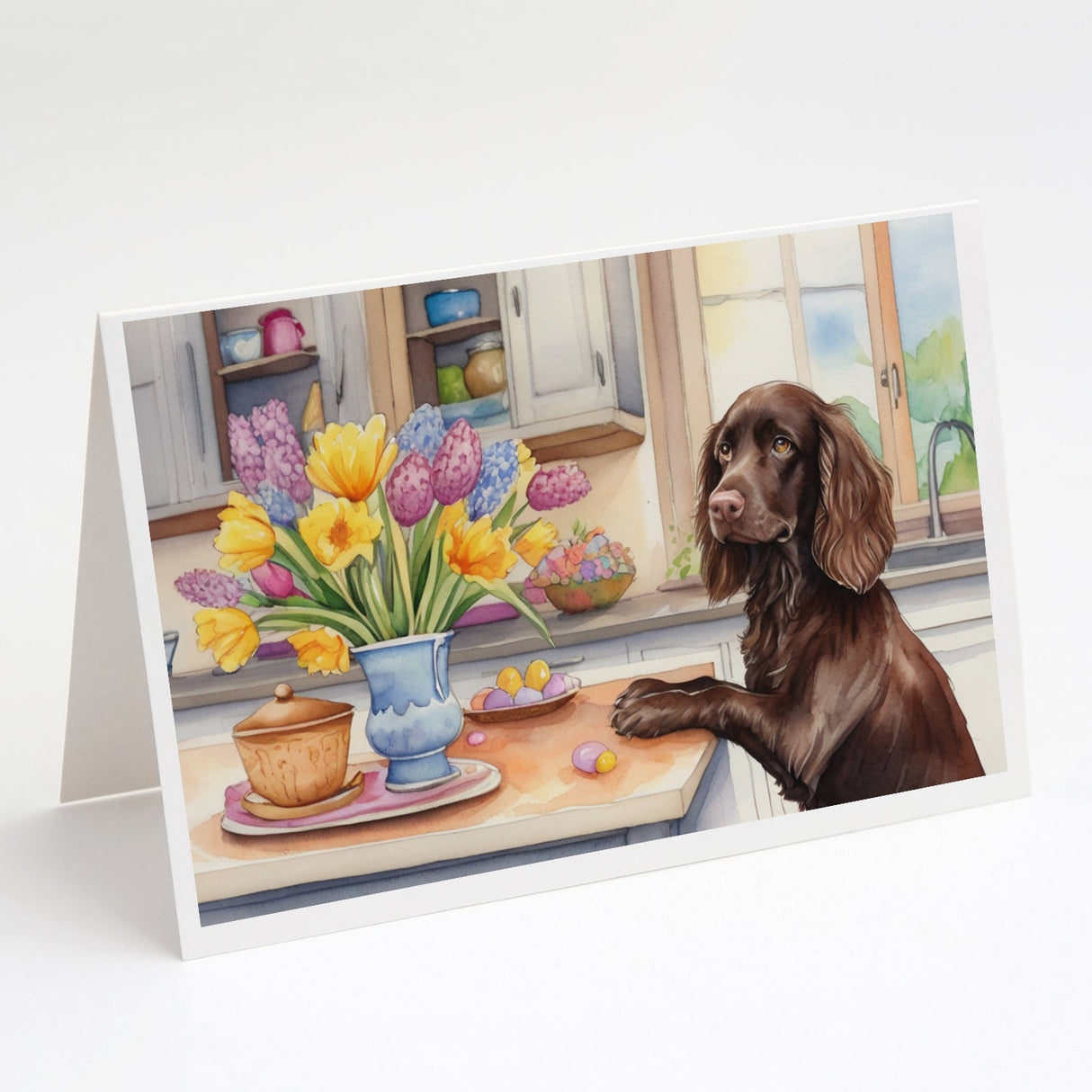 Decorating Easter Boykin Spaniel Greeting Cards Pack of 8