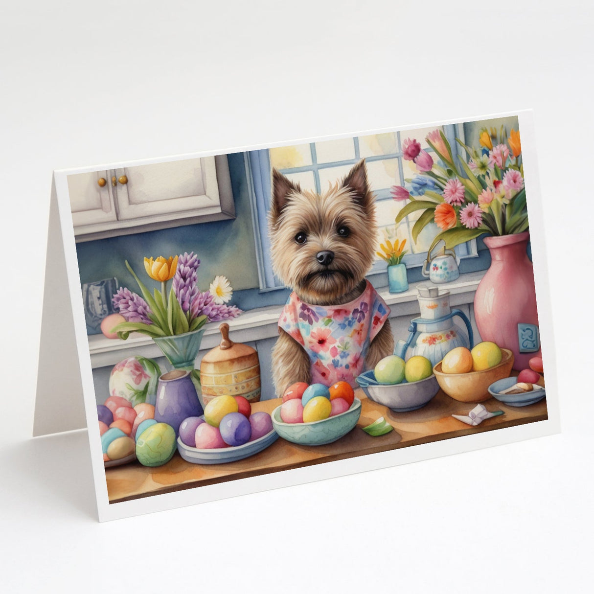 Decorating Easter Cairn Terrier Greeting Cards Pack of 8