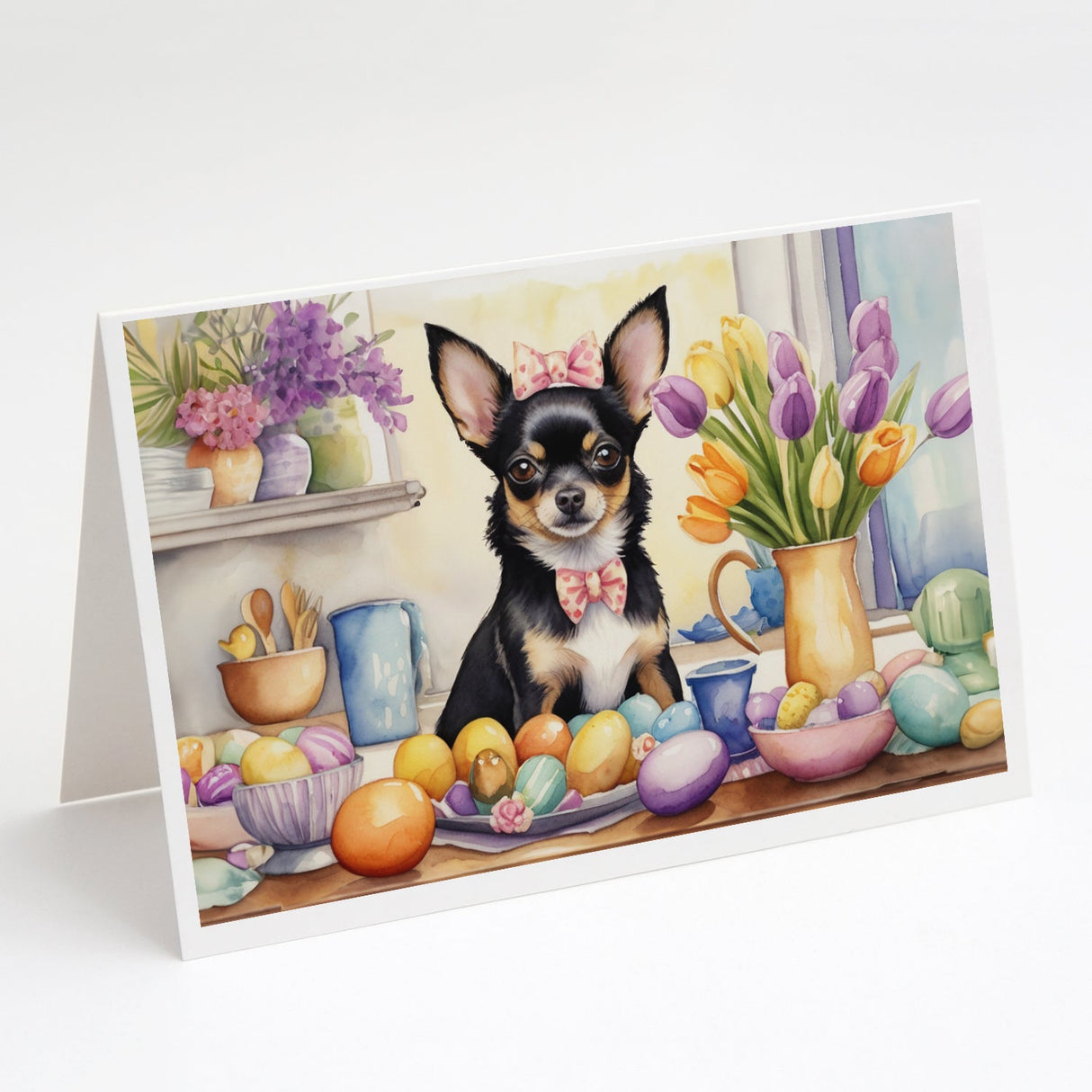 Decorating Easter Chihuahua Greeting Cards Pack of 8