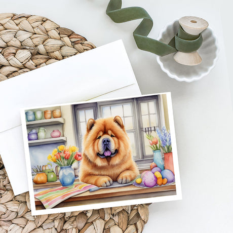 Decorating Easter Chow Chow Greeting Cards Pack of 8