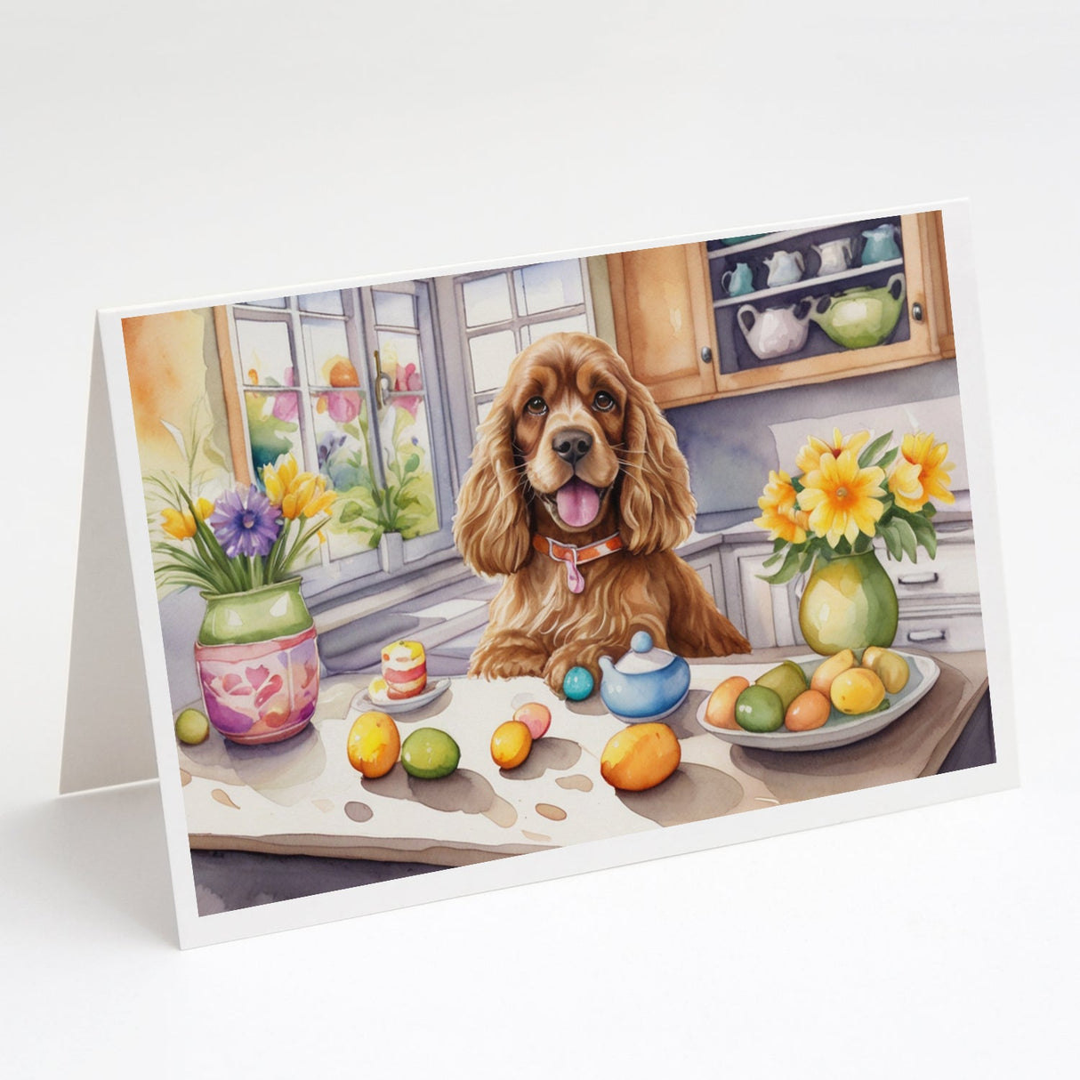 Decorating Easter Cocker Spaniel Greeting Cards Pack of 8