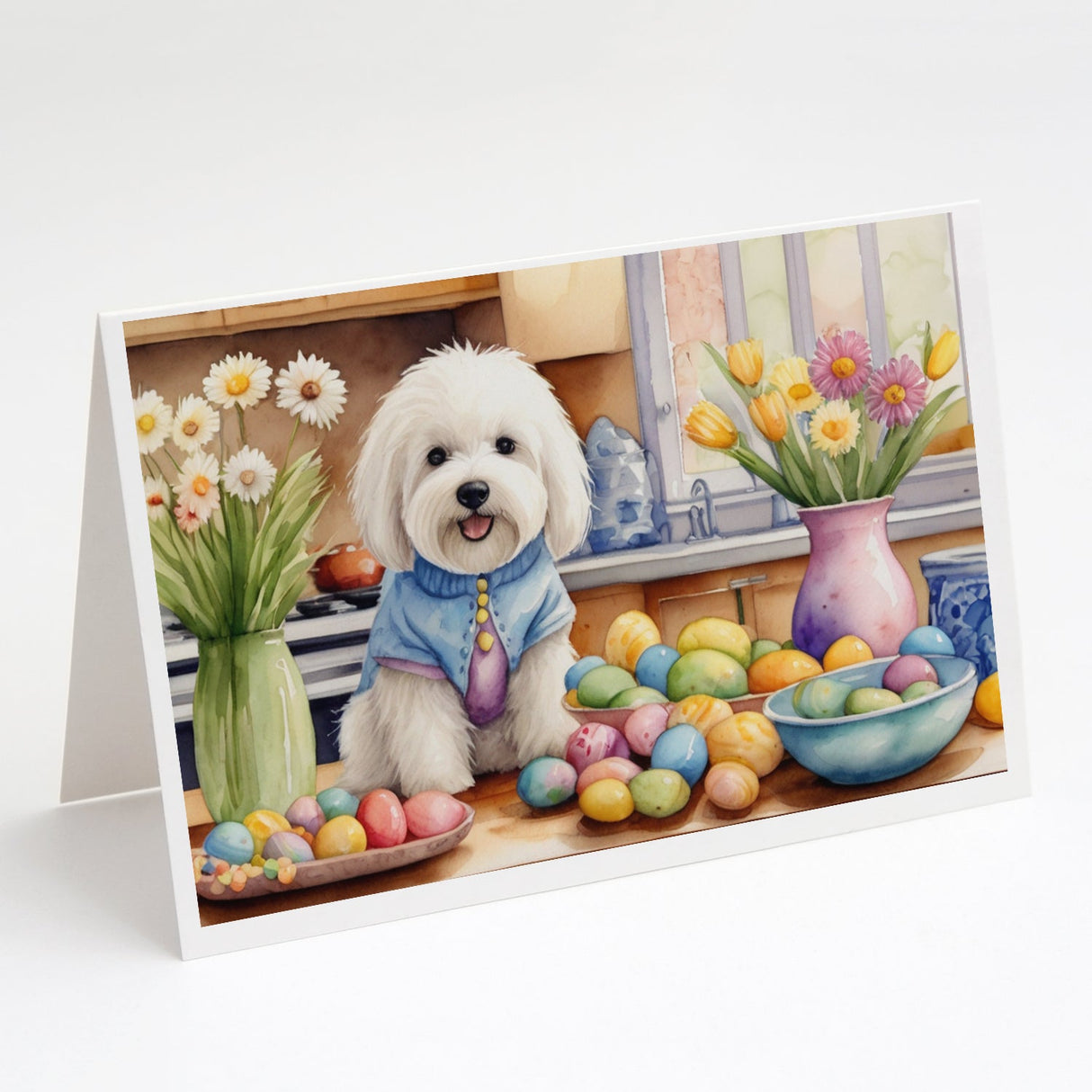 Decorating Easter Coton de Tulear Greeting Cards Pack of 8