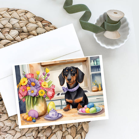 Decorating Easter Dachshund Greeting Cards Pack of 8