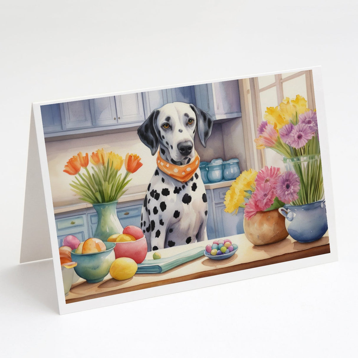 Decorating Easter Dalmatian Greeting Cards Pack of 8