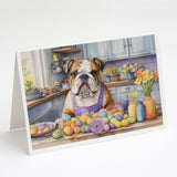 Decorating Easter English Bulldog Greeting Cards Pack of 8