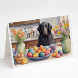 Decorating Easter Flat-Coated Retriever Greeting Cards Pack of 8