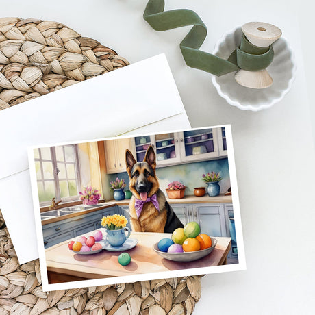 Decorating Easter German Shepherd Greeting Cards Pack of 8