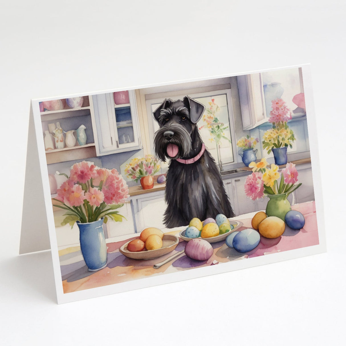 Decorating Easter Giant Schnauzer Greeting Cards Pack of 8