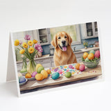 Decorating Easter Golden Retriever Greeting Cards Pack of 8