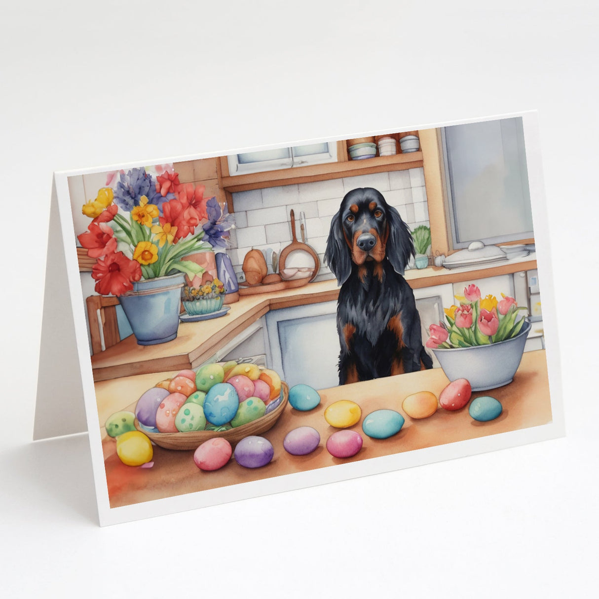 Decorating Easter Gordon Setter Greeting Cards Pack of 8