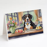 Decorating Easter Greater Swiss Mountain Dog Greeting Cards Pack of 8