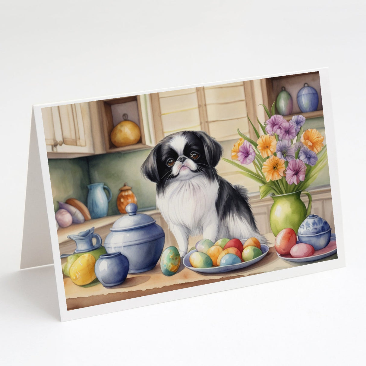 Decorating Easter Japanese Chin Greeting Cards Pack of 8