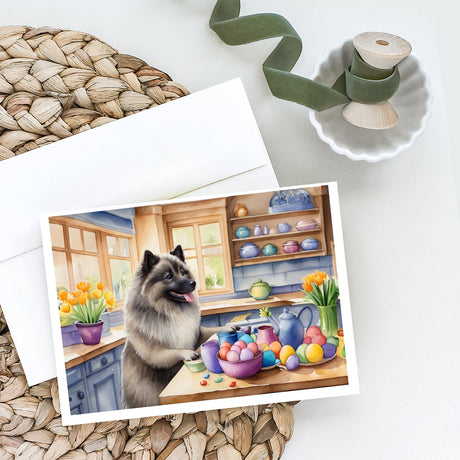 Decorating Easter Keeshond Greeting Cards Pack of 8