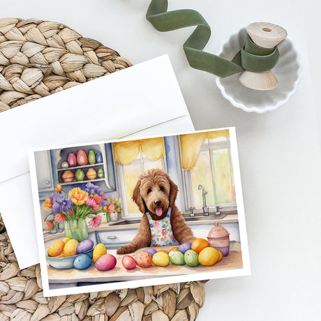 Decorating Easter Labradoodle Greeting Cards Pack of 8