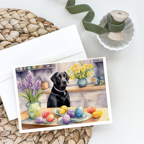 Decorating Easter Black Labrador Retriever Greeting Cards Pack of 8