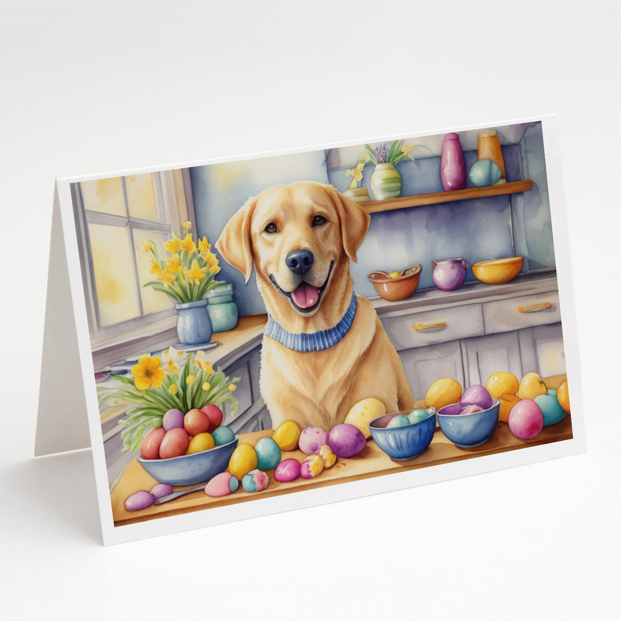 Decorating Easter Yellow Labrador Retriever Greeting Cards Pack of 8