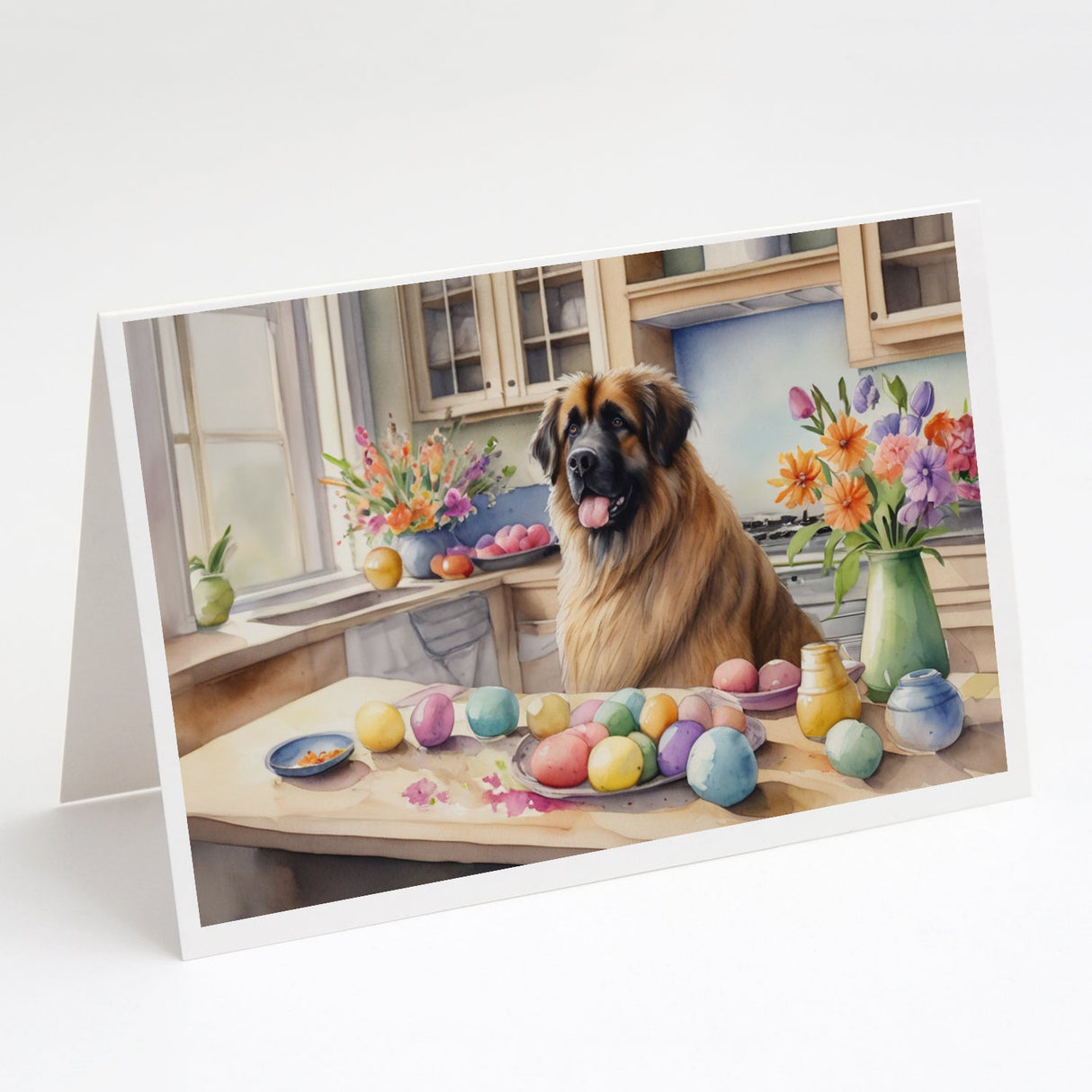 Decorating Easter Leonberger Greeting Cards Pack of 8