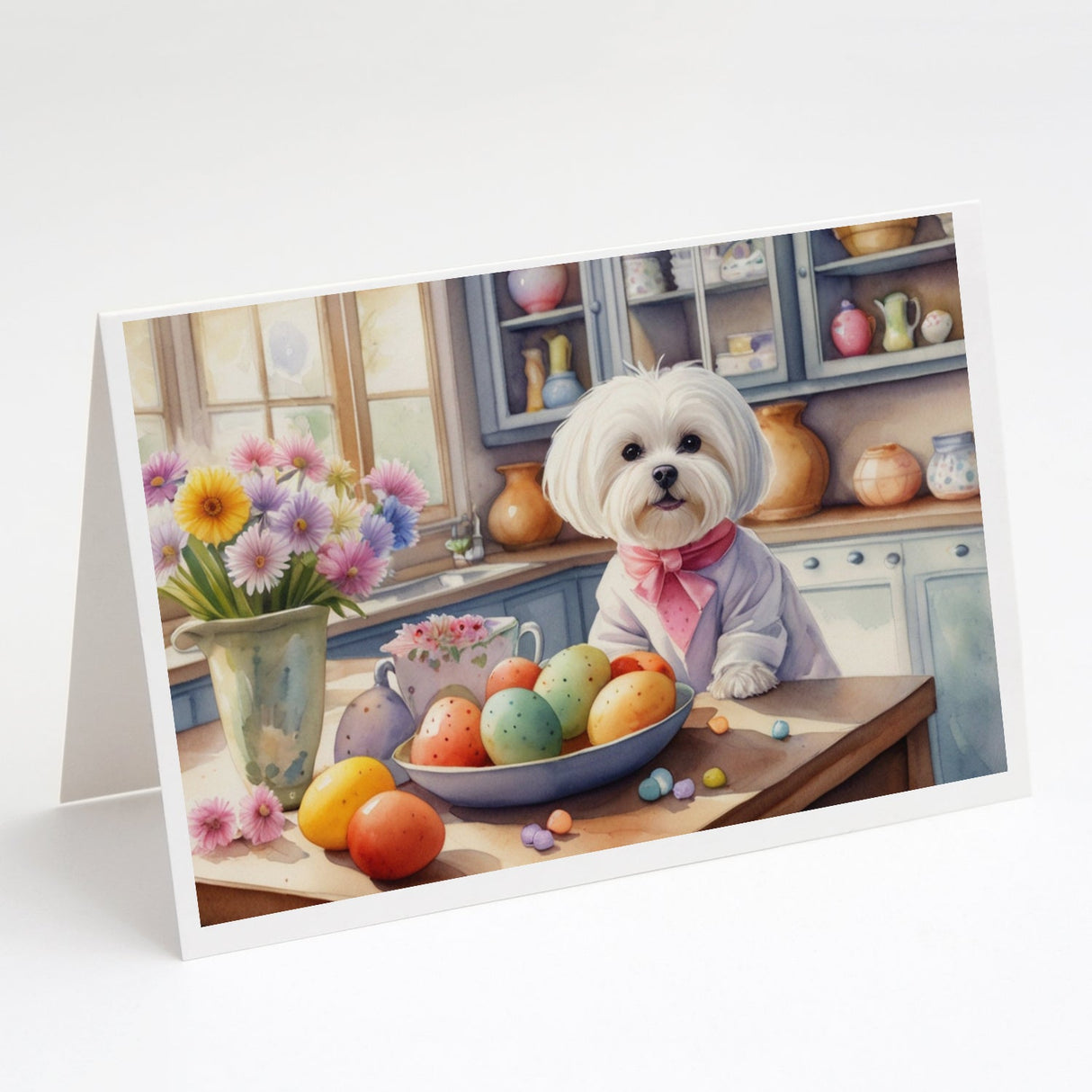 Decorating Easter Maltese Greeting Cards Pack of 8