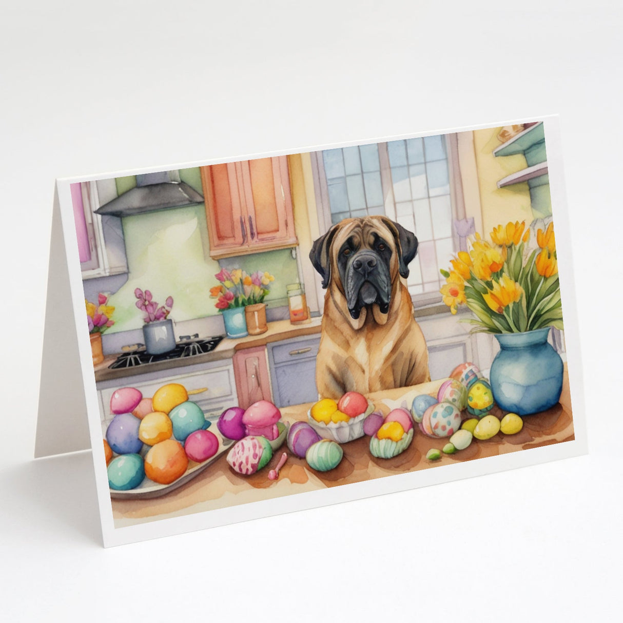 Decorating Easter Mastiff Greeting Cards Pack of 8