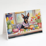 Decorating Easter Miniature Pinscher Greeting Cards Pack of 8