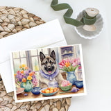 Decorating Easter Norwegian Elkhound Greeting Cards Pack of 8