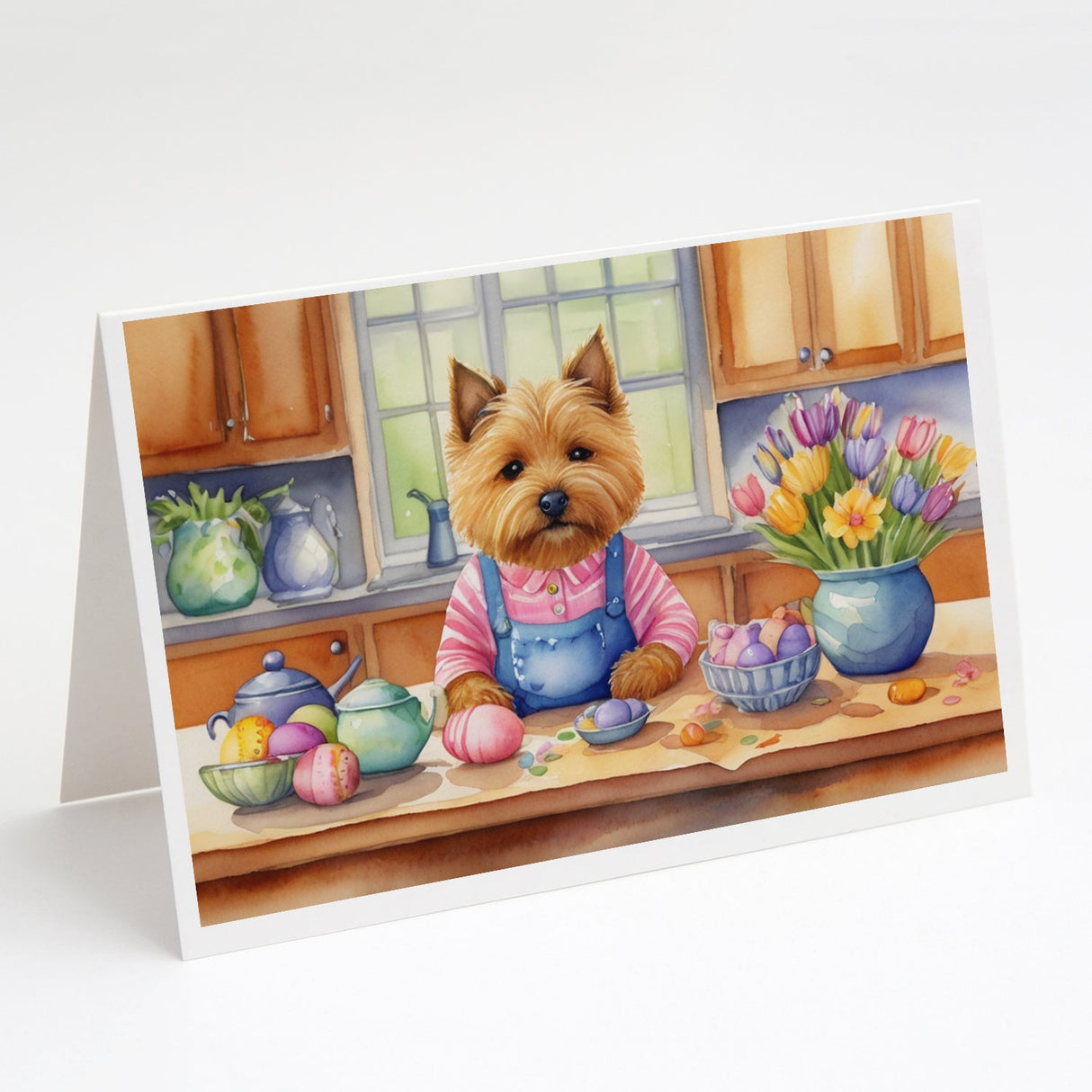 Decorating Easter Norwich Terrier Greeting Cards Pack of 8