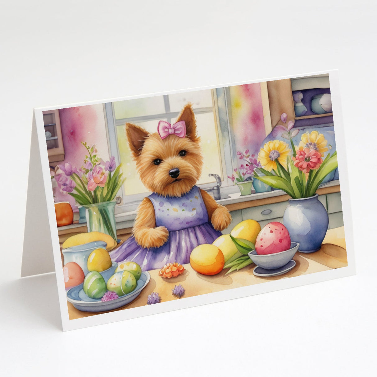 Decorating Easter Norwich Terrier Greeting Cards Pack of 8