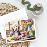 Decorating Easter Old English Sheepdog Greeting Cards Pack of 8