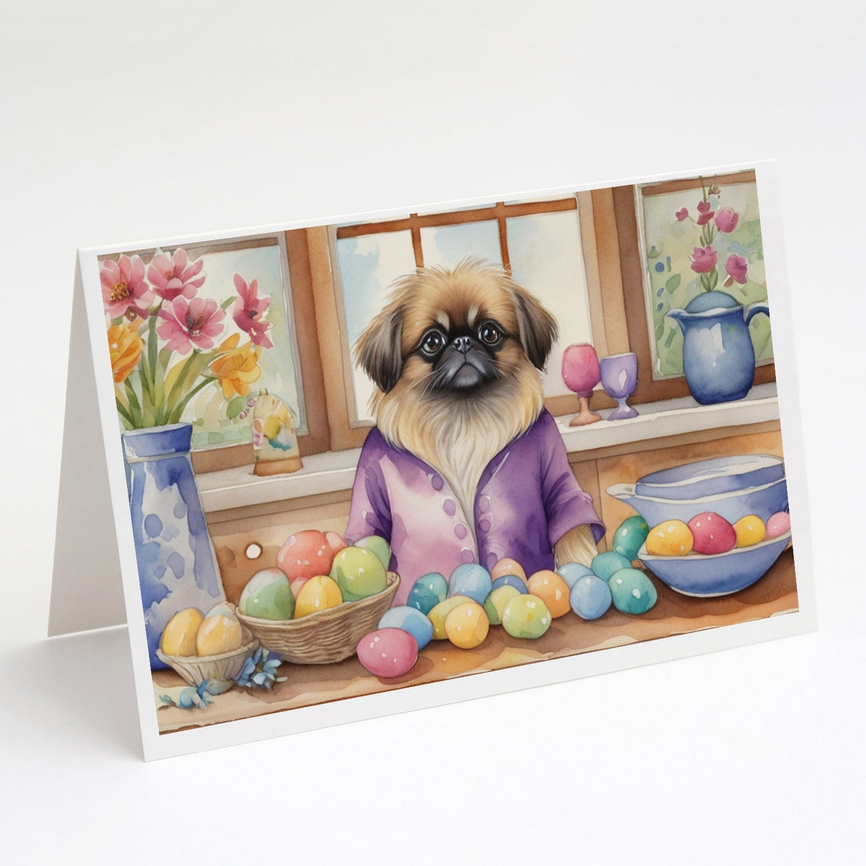 Decorating Easter Pekingese Greeting Cards Pack of 8