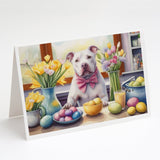 Decorating Easter Pit Bull Terrier Greeting Cards Pack of 8